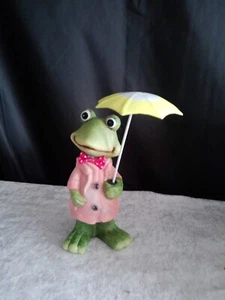 Deko-Figur/Frosch/Regenschirm/Keramik/neu/Satinfliege - Bild 1 von 6