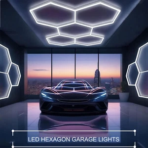 LED Hexagon Garage Lights 24 Pack Car Garage Light Tubes 192W 6500K For Workshop - Picture 1 of 9