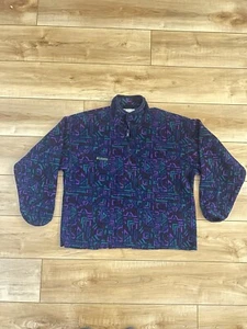 Vintage Columbia Half Zip Fleece Pullover Womens XL Green Aztec Southwest USA - Picture 1 of 9
