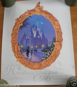 "Litografía Castillo en relieve Walt Disney World 25 aniversario 16x20" - Imagen 1 de 3