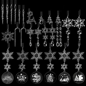 27 Premium Christmas Snowflakes Icicle Hanging Ornament Safe Shatterproof Home - Picture 1 of 8
