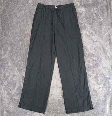 间隙拉阔腿裤女式中号长黑色亚麻混纺口袋二手状况完好 — 第 1/4 张图片