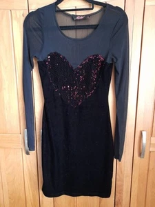 Motel Rocks Black Sequin Mini Dress, Size S (8-10), Bodycon Fitted - Picture 1 of 3