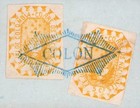 COLOMBIA - PANAMA - 5c STAMPS ON PIECE - FANCY COLON CANCEL - Sc 45 - 1866 RRR