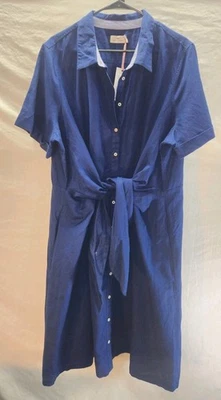 *Vineyard Vines Mujer 22 Azul Corbata Occidental Mezcla de Lino Botón Camisa Vestido Nuevo  Foto 1 de 4