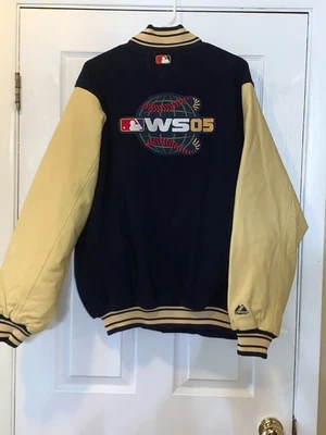 CHAQUETA GRANDE VINTAGE MAJESTIC 2005 SERIE MUNDIAL CUERO Y LANA PARA HOMBRE Foto 1 de 4