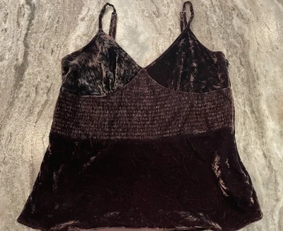 Banana Republic Deep Brown Velvet Top Adjustable Spaghetti Strap Women’s Size 12 - Image 1 of 4
