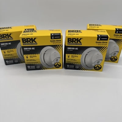 Lote de 4 BRK SMI100-AC ALARMA DE HUMO AC CABLEADO BATERÍA RESPALDO NUEVO Foto 1 de 4