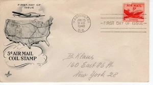 5 CENT AIR MAIL COIL STAMP - 1948 - DC167 - Picture 1 of 1
