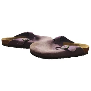 Birkenstock Boston Suede Leather Clogs Purple Buckle Slides Sandals Size 38 - Picture 1 of 5