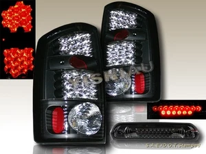 02-06 Dodge Ram 1500/2500/3500 Altezza Tail Lights+3rd Brake Lamp JDM Black LED - Picture 1 of 2