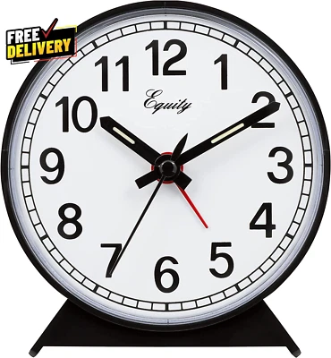 Equity 14075 Black Analog Wind-Up Alarm Clock
