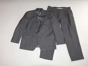 Chaps Mens 2 Button Suit Size 44 Short 35 x 28 Gray 100% Wool 44S Pleated Cuffed - Picture 1 of 12
