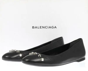NEU BALENCIAGA SCHWARZE FLACHE LEDER-BALLERINAS 37/US 7 - Bild 1 von 8