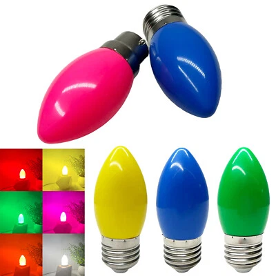 240V 220V Multicolor LED Candle Light Bulb B22 E27 Blue Pink White Orange Purple - Image 1 of 4