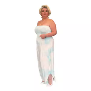 WOMENS JUMPSUIT LADIES TIE DYE STRAPLESS BOOB TUBE WITH V HEM TO LEGS - Picture 1 of 6