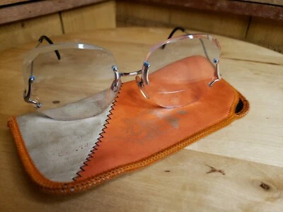 Vintage Luxottica Silver Mount Olympus Eyeglasses Rimless Frames Only From Italy - Image 1 of 4