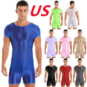 Body uomo lucido manica corta costume da bagno sport yoga fitness pezzo unico pagliaccetto - Foto 1 di 106