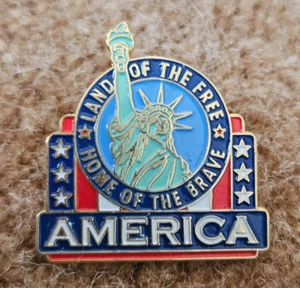 Vintage AMERICA "Land of The Free, Home of the Brave" Pin statue of liberty - Picture 1 of 1