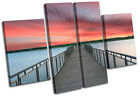 Lake Jetty Pier Sunset Seascape Multi Canvas Wall Art Picture Print Va