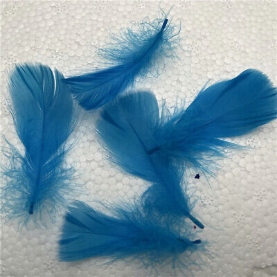 20 Pcs Beautiful Natural Goose Feather 2-4 Inches / 5-10cm Lake Blue • 0.01€