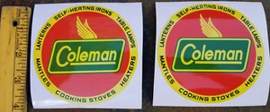 ONE (1) NEW COLEMAN 1940s ROUND STORE SIGN BUMPER STICKER DECAL LANTERN STOVE - Picture 1 of 2
