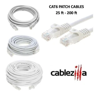 CAT6 Blanco Ethernet Cable de Conexión Cable de Red LAN RJ45 25 FT-200 FT LOTE de paquetes múltiples - Imagen 1 de 12