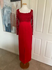 Womens Dress Stellini Melbourne Elegant Formal Red Floral w Front Slit Size: 14 - Picture 1 of 24