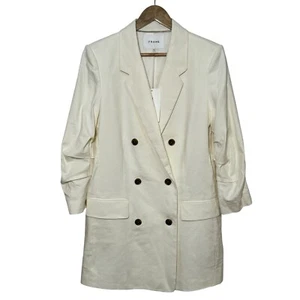 Frame Women’s Medium Linen Blend Double Breasted Old Money Suiting Jacket - Picture 1 of 13