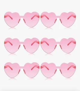 6 Pairs Heart Shape Rimless Pink Girls Sunglasses, Gift For Girls. - Picture 1 of 4