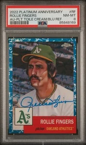 Rollie Fingers 2022 Topps Chrome Platinum Auto Toile Blue 59/99 PSA 8 #RF - Picture 1 of 2