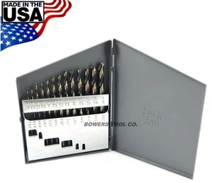 Cle Line 13pc Jobber Drill Bit Set HI-Molybdenum M7 Black & Gold 1/16-1/4 USA - Picture 1 of 3