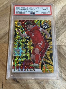 2020-21 Mosaic UEFA Euro Soccer Mosaic Reactive Gold #71 Zelimkhan Bakaev PSA 10 - Picture 1 of 2