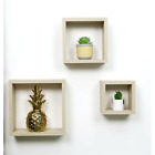 Set of 3 Cube Oak Floating Wall Shelf - CHELF