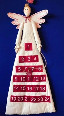 NEW Christmas Fabric Angel Advent Calendar 24 day countdown Cream Red Padded - Image 1 of 3