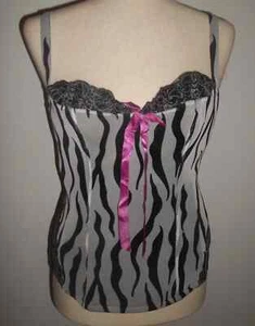 Cacique Zebra Print Plus Size Sexy Mesh Corset Size 14-16 White/Black Super Cute - Picture 1 of 8
