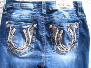 Miss Me M3865B Mid-Rise Boot Womens Stretch Rhinestone Denim Jeans Size 28 - Picture 1 of 8