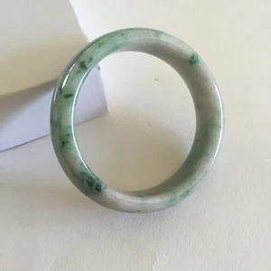 Natural Green White Jade Bangle Bracelet 53 MM - J110 - - Picture 1 of 12