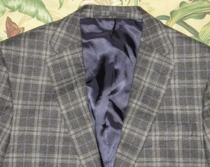 FACONNALBLE Loro Piana Grey Plaid Wool Cashmere Silk Blazer Suit Jacket US 44R - Picture 1 of 7