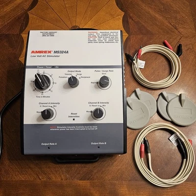 Estimulador muscular Amrex doble canal bajo voltaje CA MS324A - MUY LIMPIO Foto 1 de 4