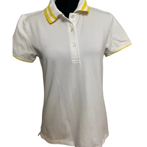 Tory Burch Sport Performance Pique Pleated Collar Polo Snow White /Sundance - Picture 1 of 10