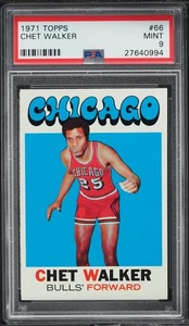 1971 Topps BkB Card # 66 Chet Walker Chicago Bulls HOF VARIATION PSA 9 MINT - Picture 1 of 2