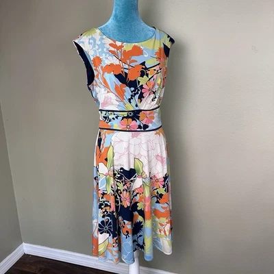 London Times Mujer 12 Hasta la Rodilla Elastizado Retro Años 70 Colorido ¡Excelente! Foto 1 de 4