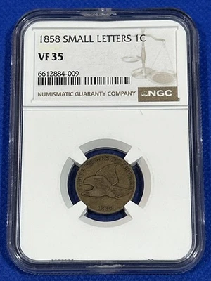 1858 Flying Eagle NGC VF35 Small Letters Penny 1¢ - Image 1 of 4