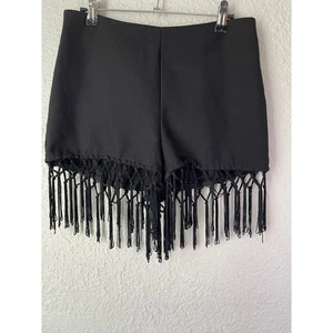 Forever 21 Black Fringe Shorts Women's Medium Festival Party - Picture 1 of 4