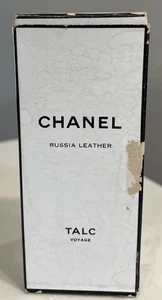 Vintage Chanel Russia pelle talco viaggio Cuir de Russie talco in scatola 4 oz completo - Foto 1 di 5