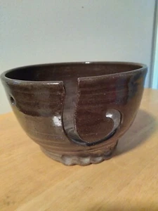 Handmade Wheel Thrown Pottery Stoneware Knitting Bowl Brown Never Used - Picture 1 of 1
