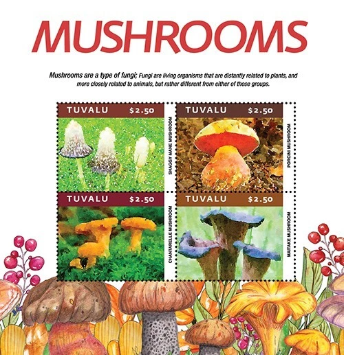 Tuvalu 2021 - Mushrooms, Fauna and Flora - Sheet of 4 Stamps - MNH - Image 1 of 1