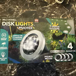 Solar Powered Outdoor LED In-Ground Swivel Disk Path Lights 4-Pack - Picture 1 of 3