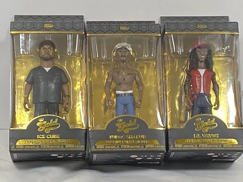 FUNKO GOLD LOT Of 3 Vinyl Rapper Figures Tupac Ice Cube LIL WAYNE FL2 Cover
